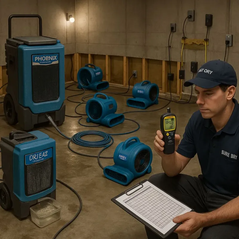Structural Drying and Dehumidification process in Garyville, LA